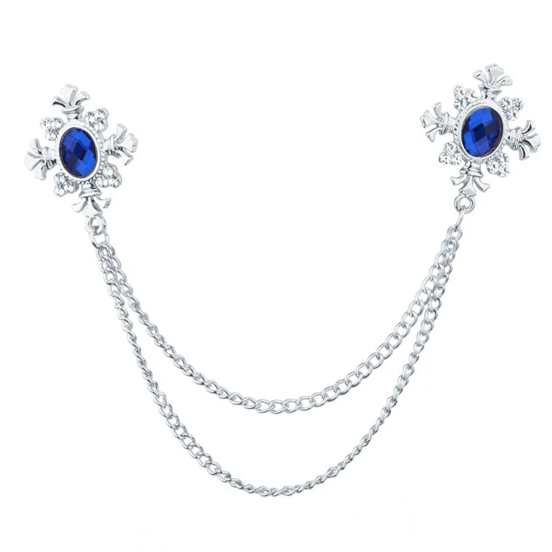 FASHION TASSEL CRYSTAL CHAIN BROOCH WOMEN SHIRT COLLAR PINSAND BROOCHES PERSONALITY LAPEL PIN