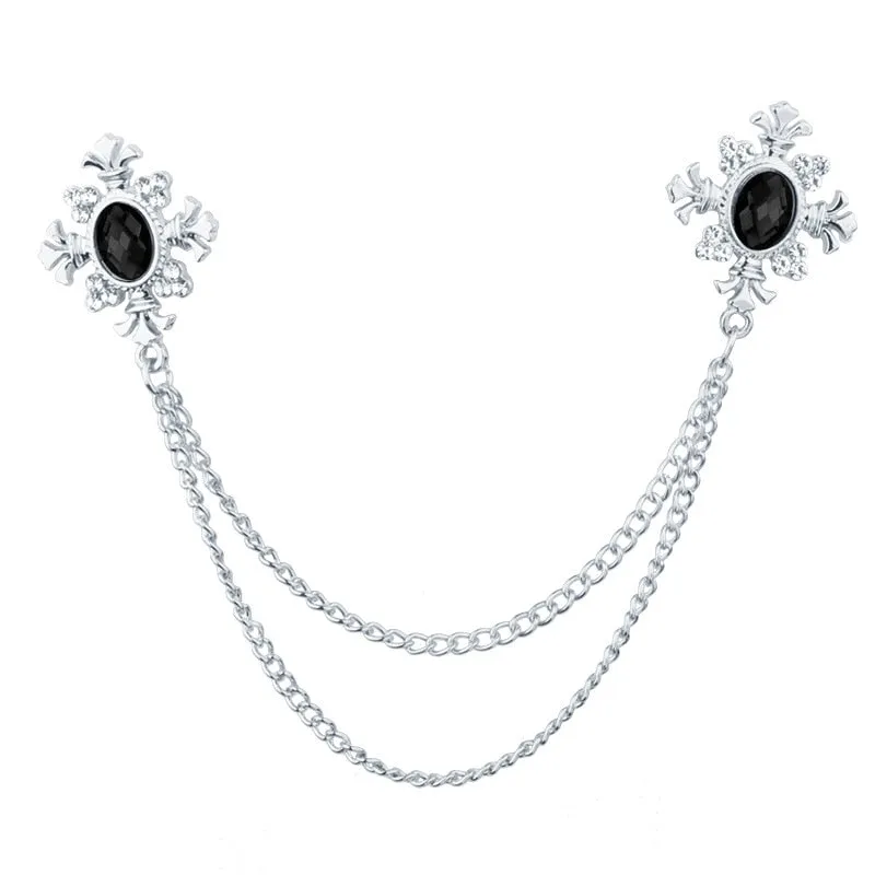 FASHION TASSEL CRYSTAL CHAIN BROOCH WOMEN SHIRT COLLAR PINSAND BROOCHES PERSONALITY LAPEL PIN