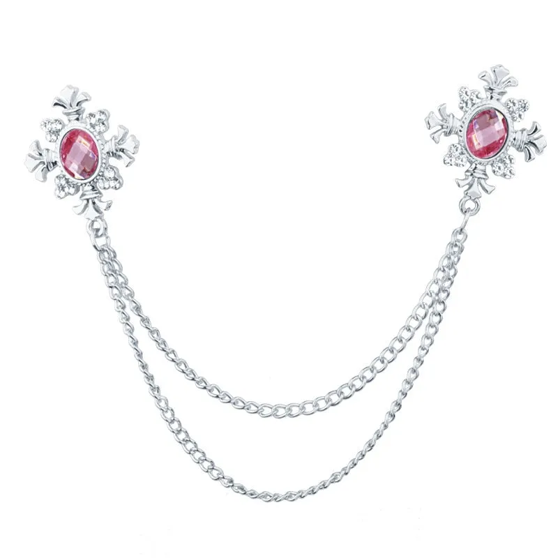 FASHION TASSEL CRYSTAL CHAIN BROOCH WOMEN SHIRT COLLAR PINSAND BROOCHES PERSONALITY LAPEL PIN