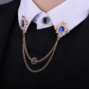 FASHION TASSEL CRYSTAL CHAIN BROOCH WOMEN SHIRT COLLAR PINSAND BROOCHES PERSONALITY LAPEL PIN