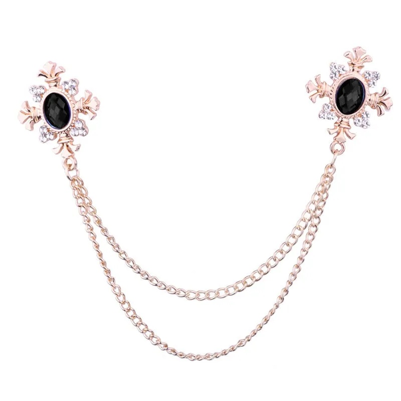 FASHION TASSEL CRYSTAL CHAIN BROOCH WOMEN SHIRT COLLAR PINSAND BROOCHES PERSONALITY LAPEL PIN