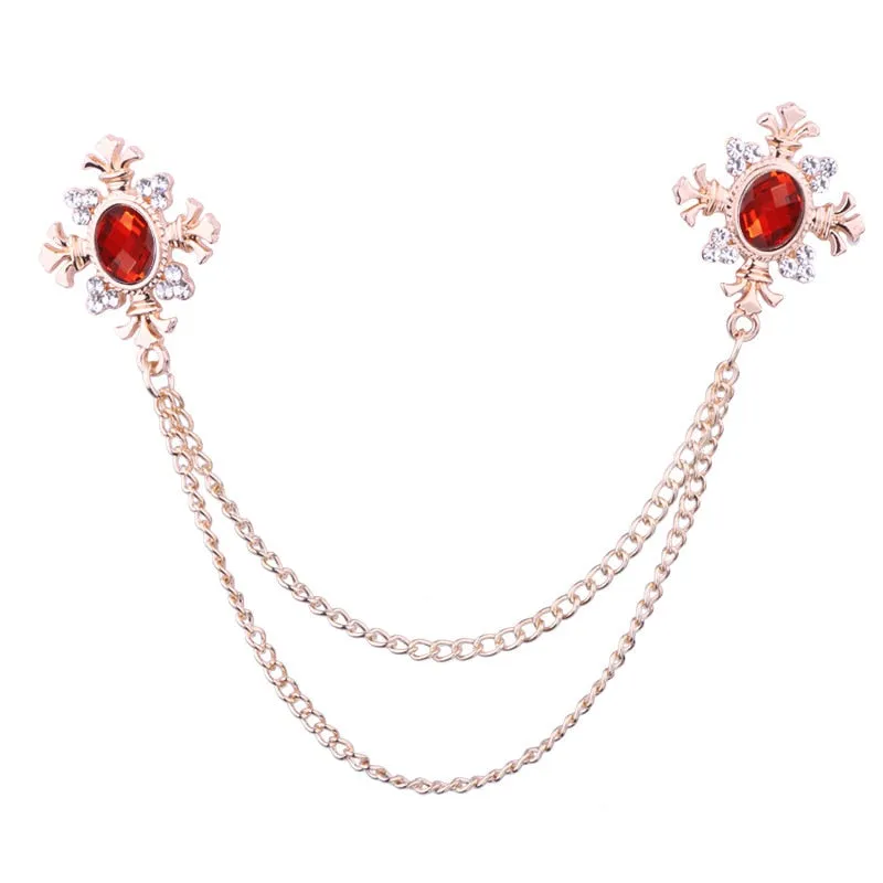 FASHION TASSEL CRYSTAL CHAIN BROOCH WOMEN SHIRT COLLAR PINSAND BROOCHES PERSONALITY LAPEL PIN