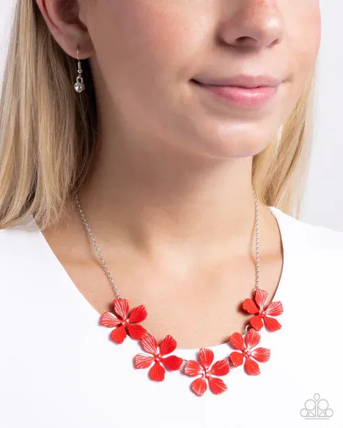 Featured Finesse - Red (Flower) Necklace