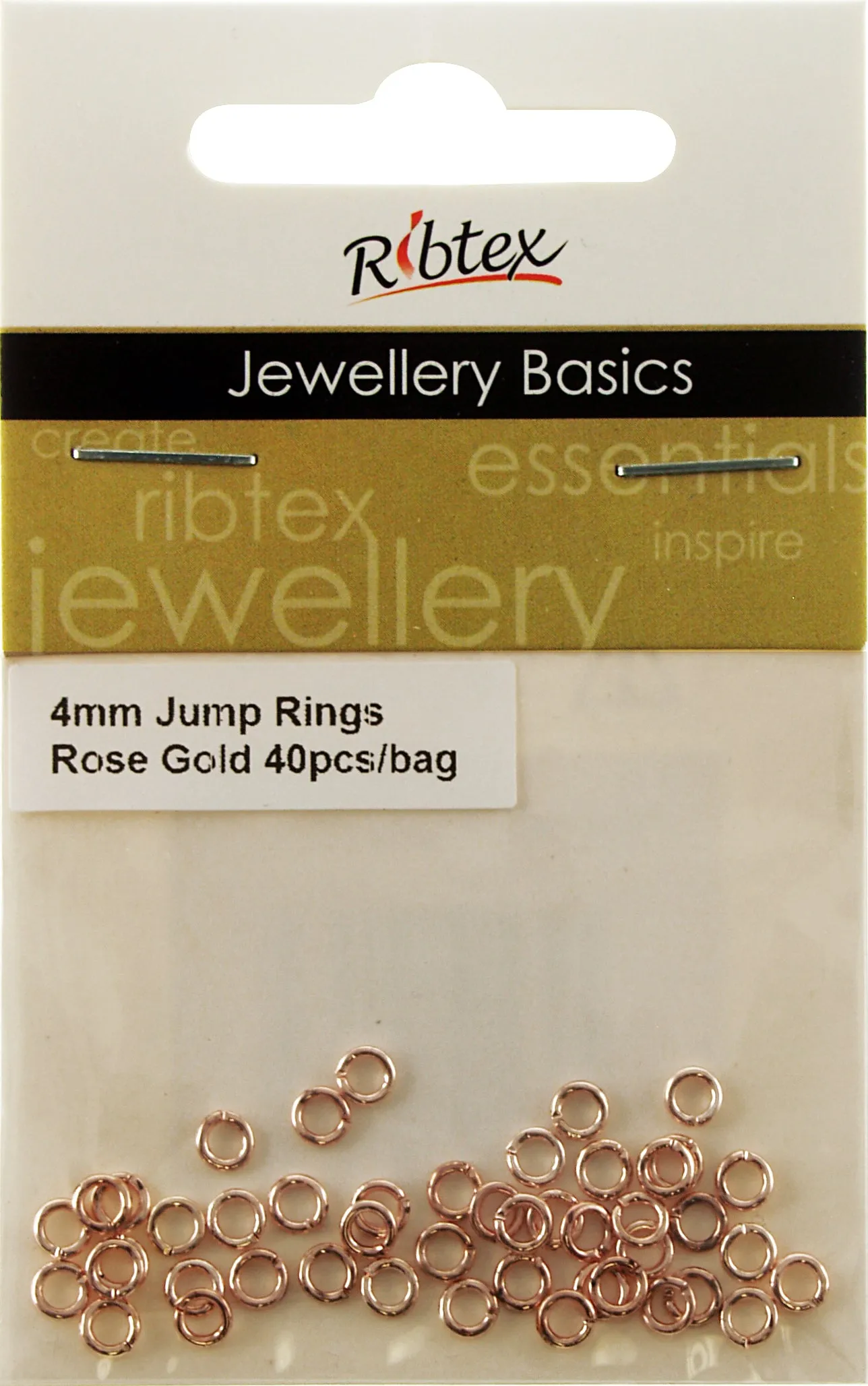 FINDINGS JUMP RINGS ROSE GOLD 4MM 40PC