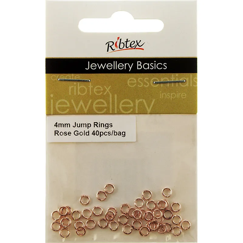 FINDINGS JUMP RINGS ROSE GOLD 4MM 40PC