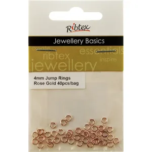 FINDINGS JUMP RINGS ROSE GOLD 4MM 40PC