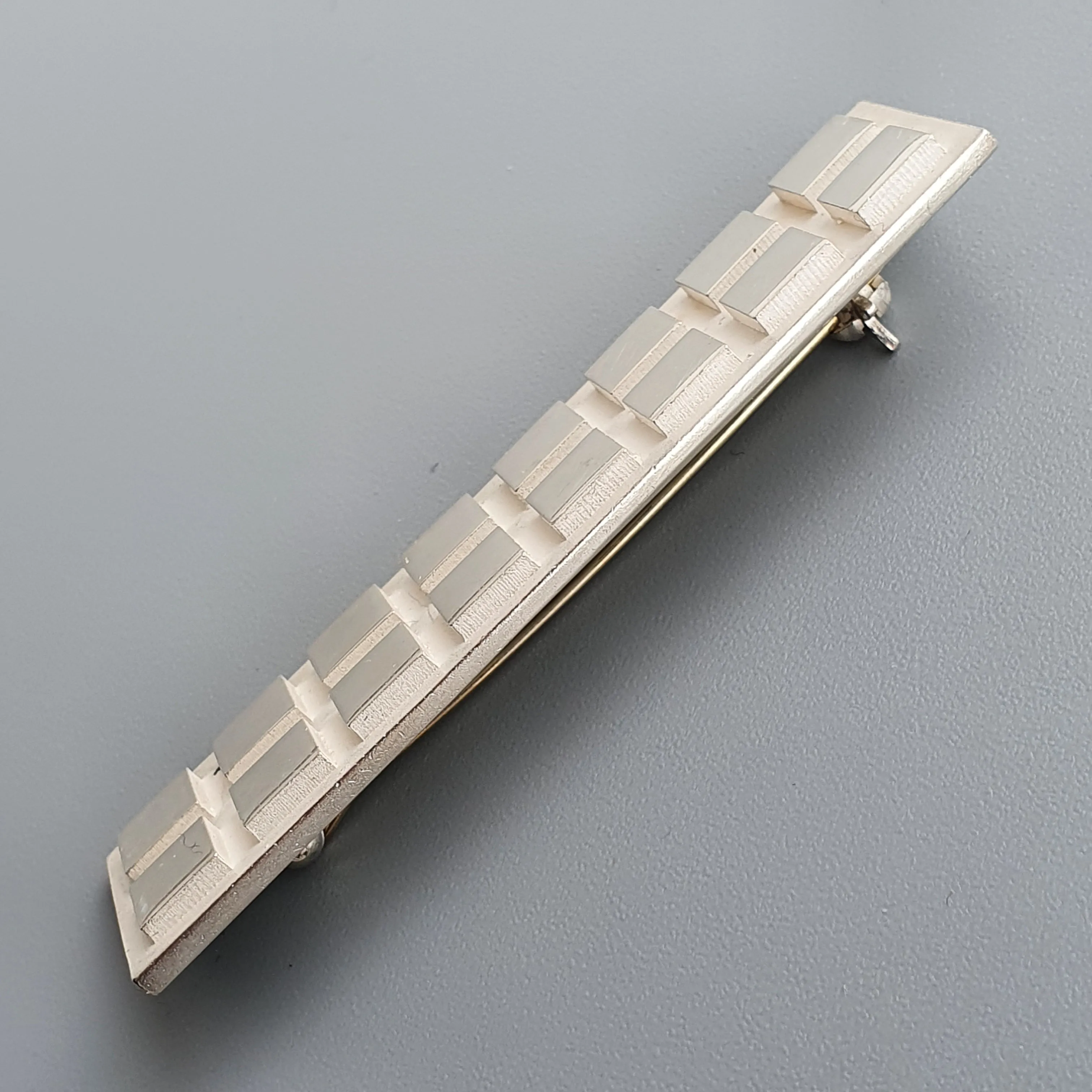 Finnish Minimalist Rectangular Scandinavian Sterling Silver Brooch