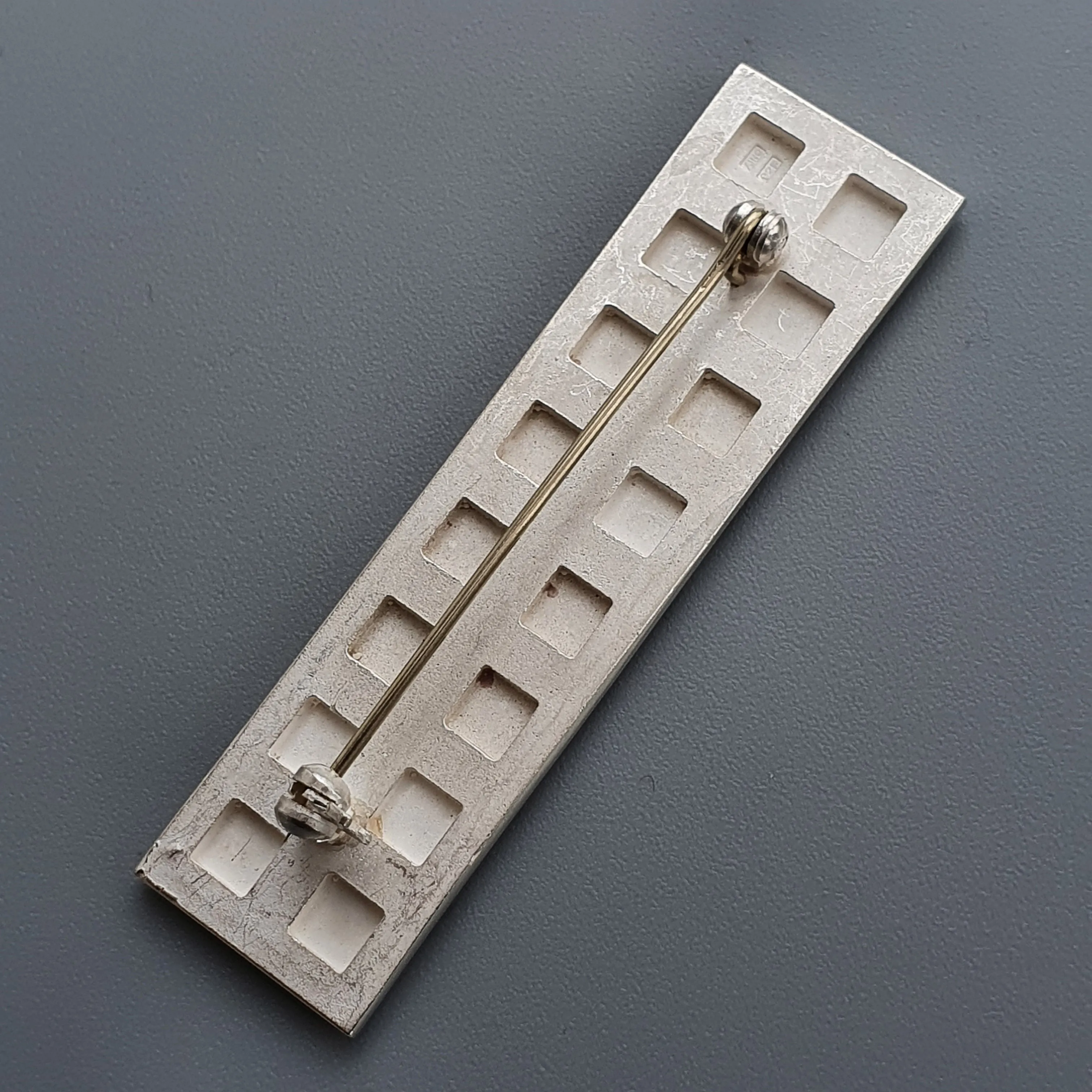 Finnish Minimalist Rectangular Scandinavian Sterling Silver Brooch