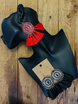 Fireball Tassel Concho Earrings