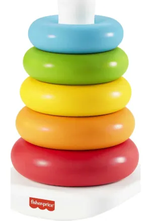 Fisher-Price Baby Stacking Toy Rock-a-Stack Rings with Roly-Poly Base for Ages 6  Months Made with Plant-Based Materials