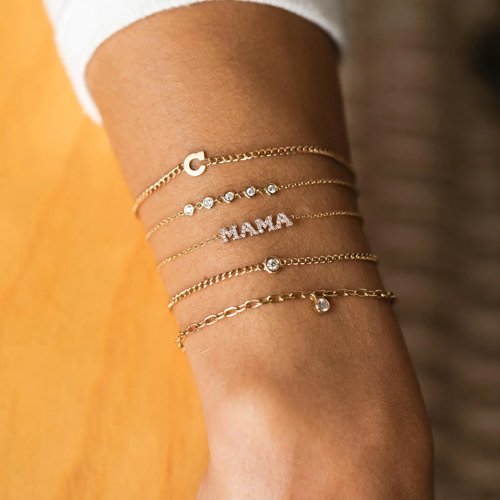 Five Linked Floating Diamonds Bracelet
