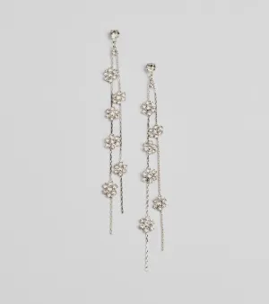 Floral Enchantment Rhinestone Linear Earrings