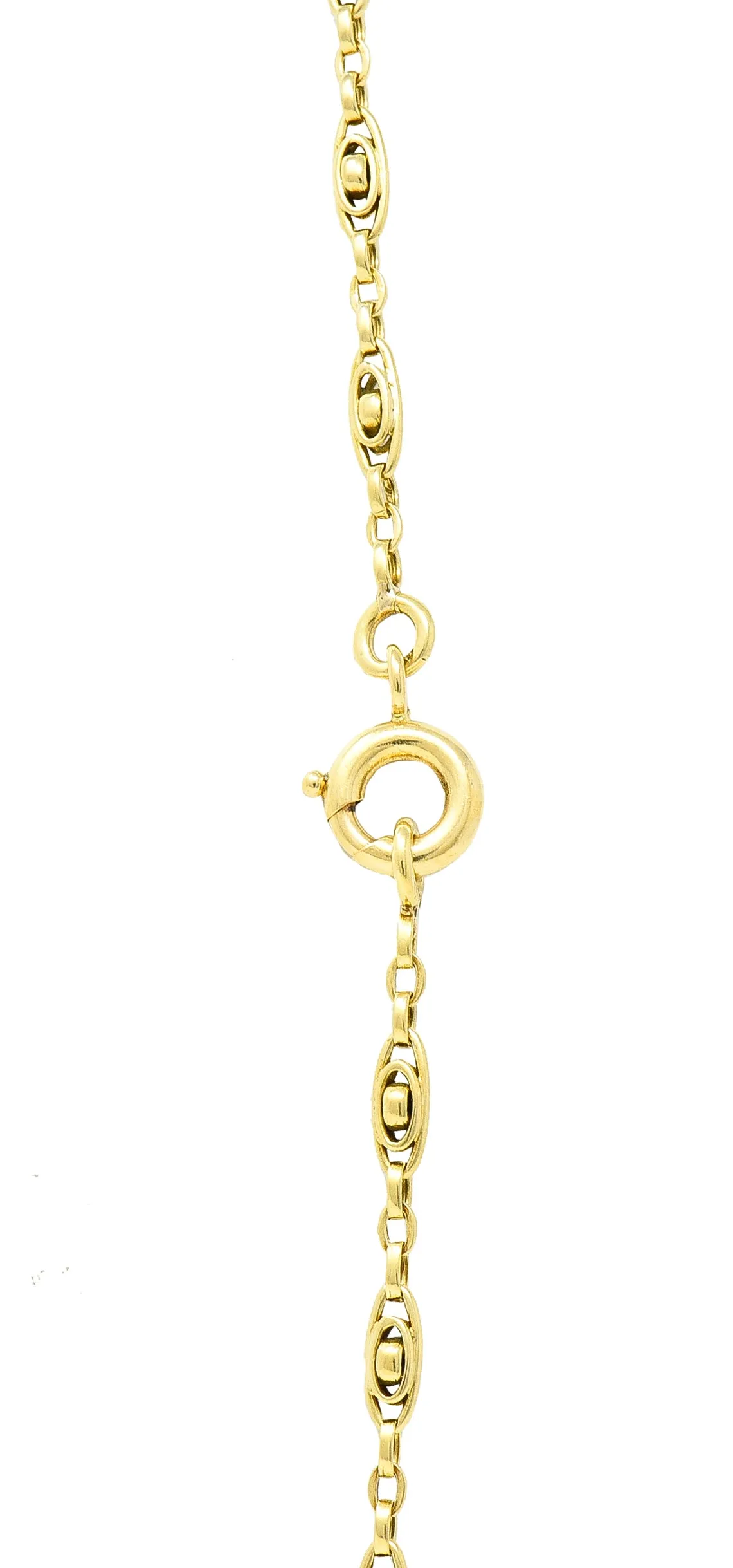 French Victorian 18 Karat Yellow Gold 58 1/2 Inch Long Oval Link Antique Chain Necklace