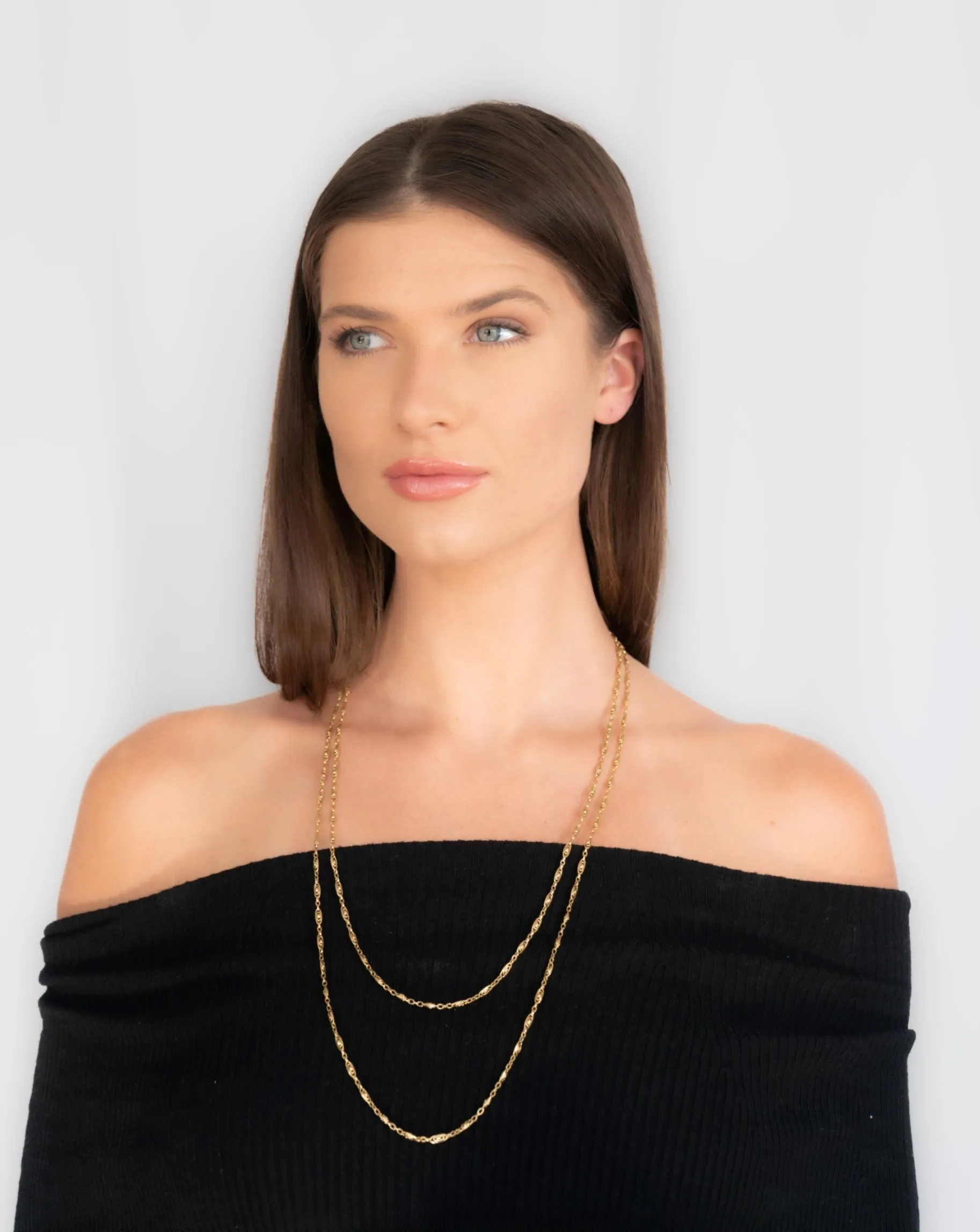French Victorian 18 Karat Yellow Gold 58 1/2 Inch Long Oval Link Antique Chain Necklace