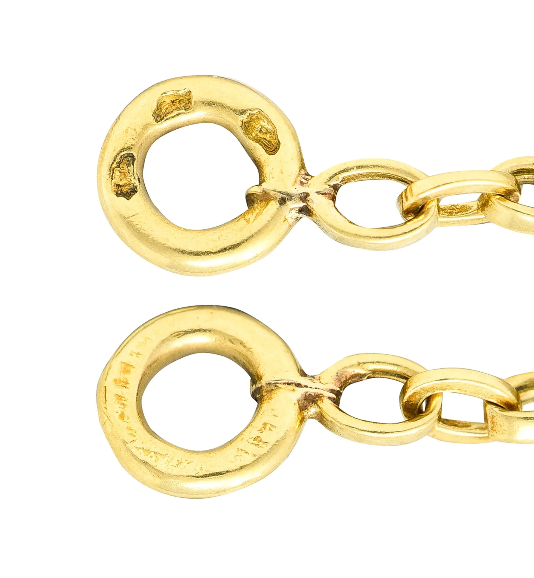 French Victorian 18 Karat Yellow Gold 58 1/2 Inch Long Oval Link Antique Chain Necklace