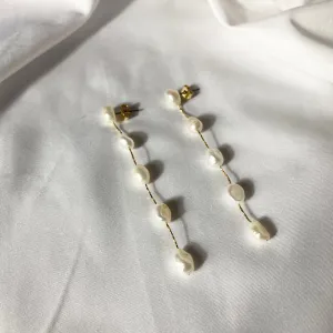 Freshwater Cultured Pearl Linear Long Drop Earrings