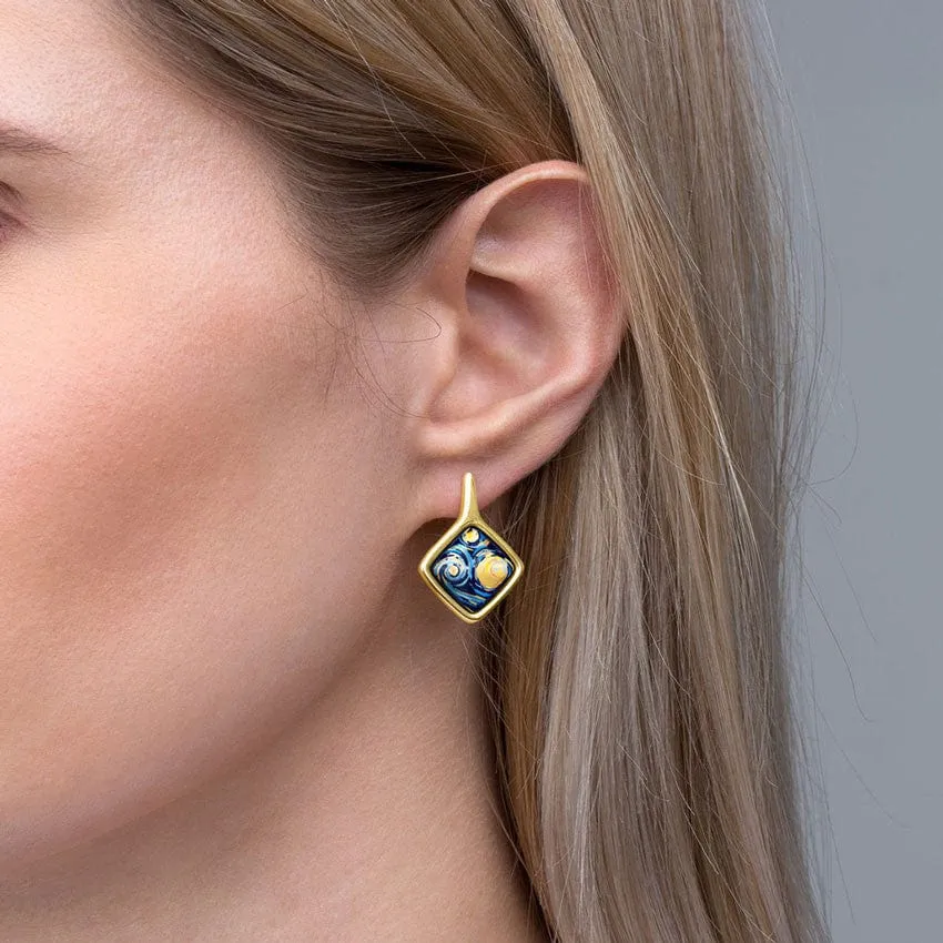 Freywille Van Gogh Starry Night Carre Earrings