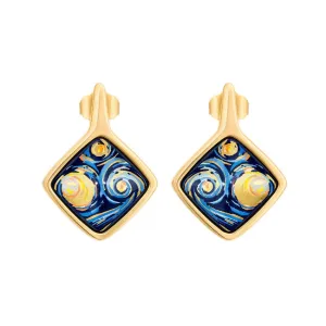 Freywille Van Gogh Starry Night Carre Earrings