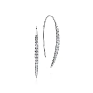 Gabriel & Co. Fashion 14k White Gold Tapered Diamond Fish Wire Drop Earrings