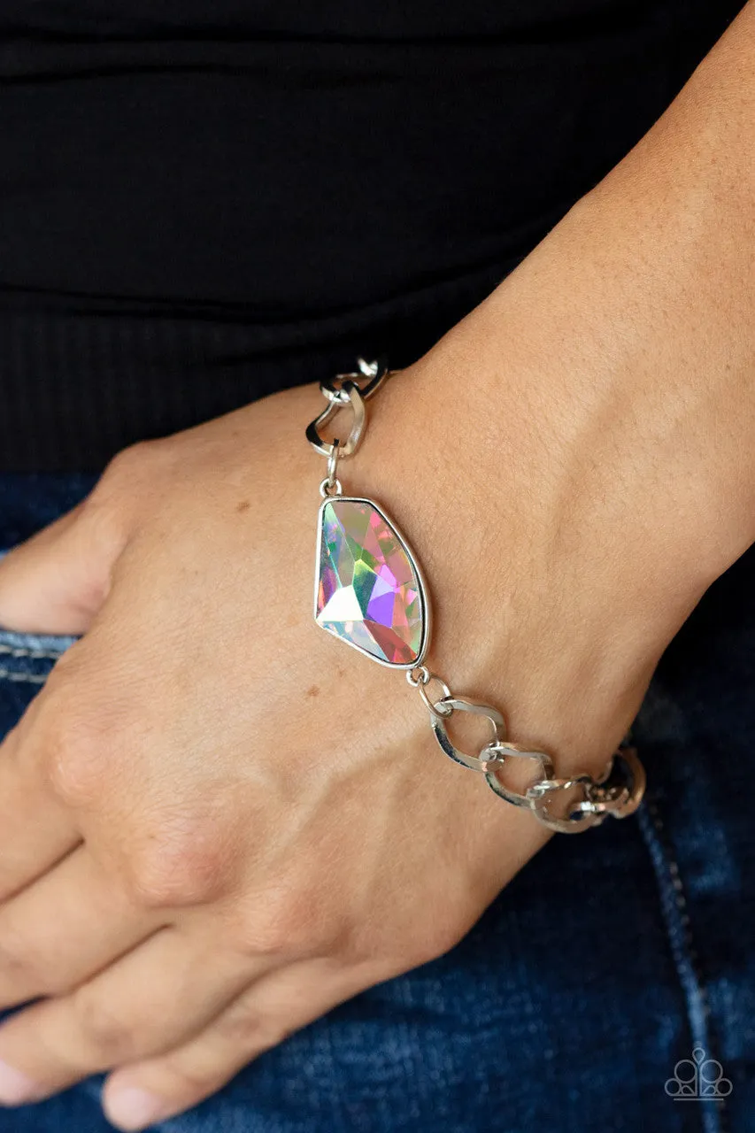 Galactic Grunge - Multi - Iridescent Gem Paparazzi Lobster Claw Bracelet