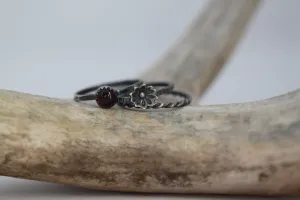 Garnet Floral Stacking Ring Set - Made to Order