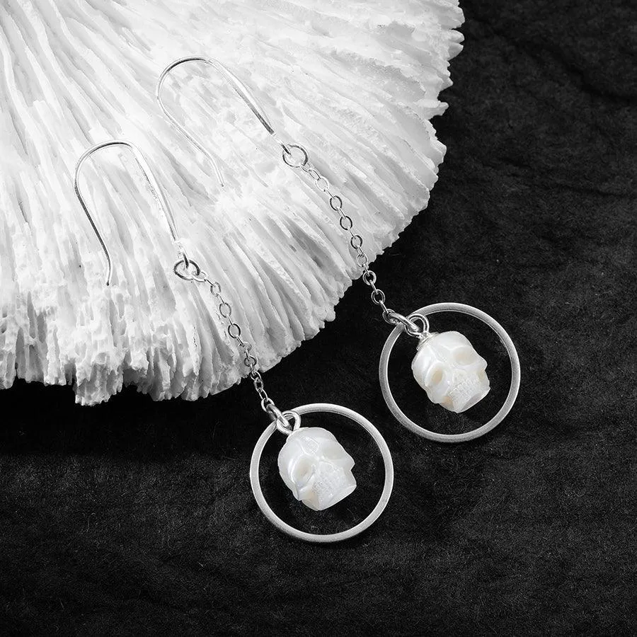 Geometric Pearl Skul Dangle Earrings