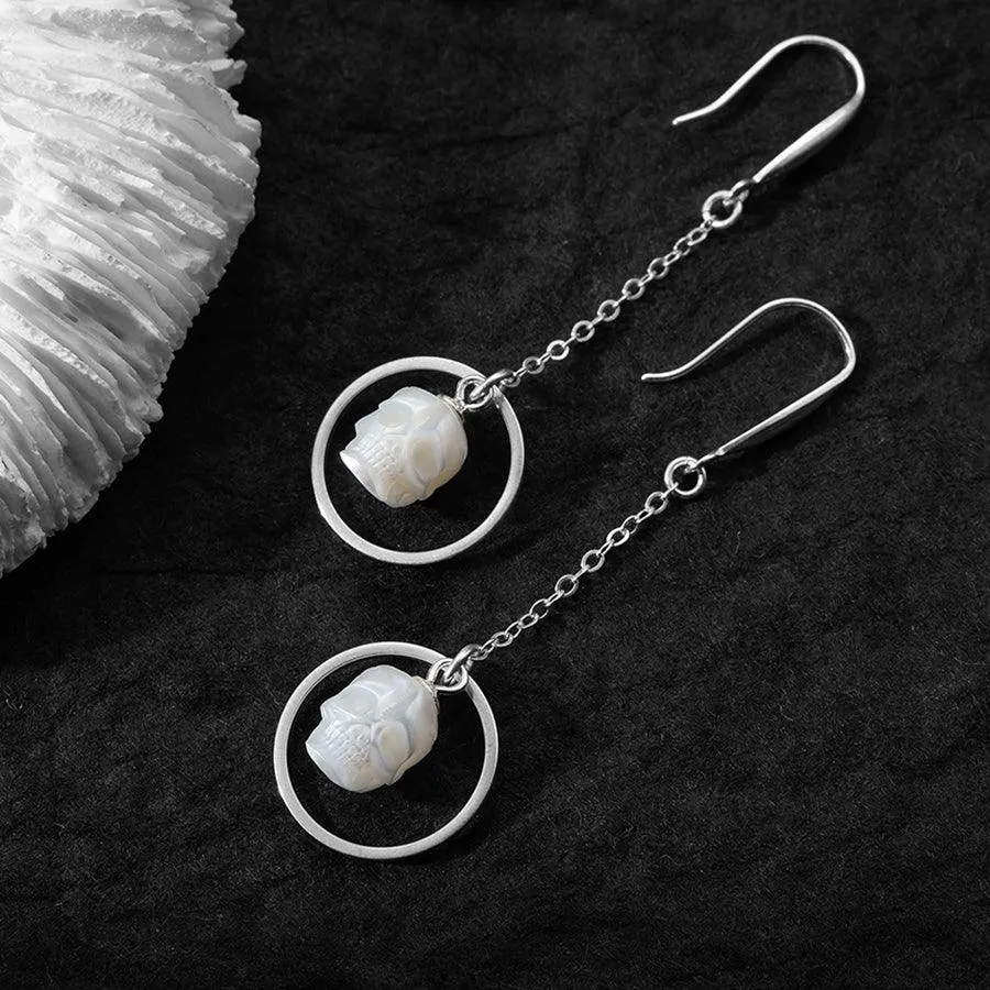 Geometric Pearl Skul Dangle Earrings
