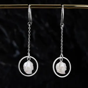 Geometric Pearl Skul Dangle Earrings