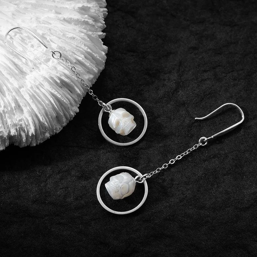 Geometric Pearl Skul Dangle Earrings