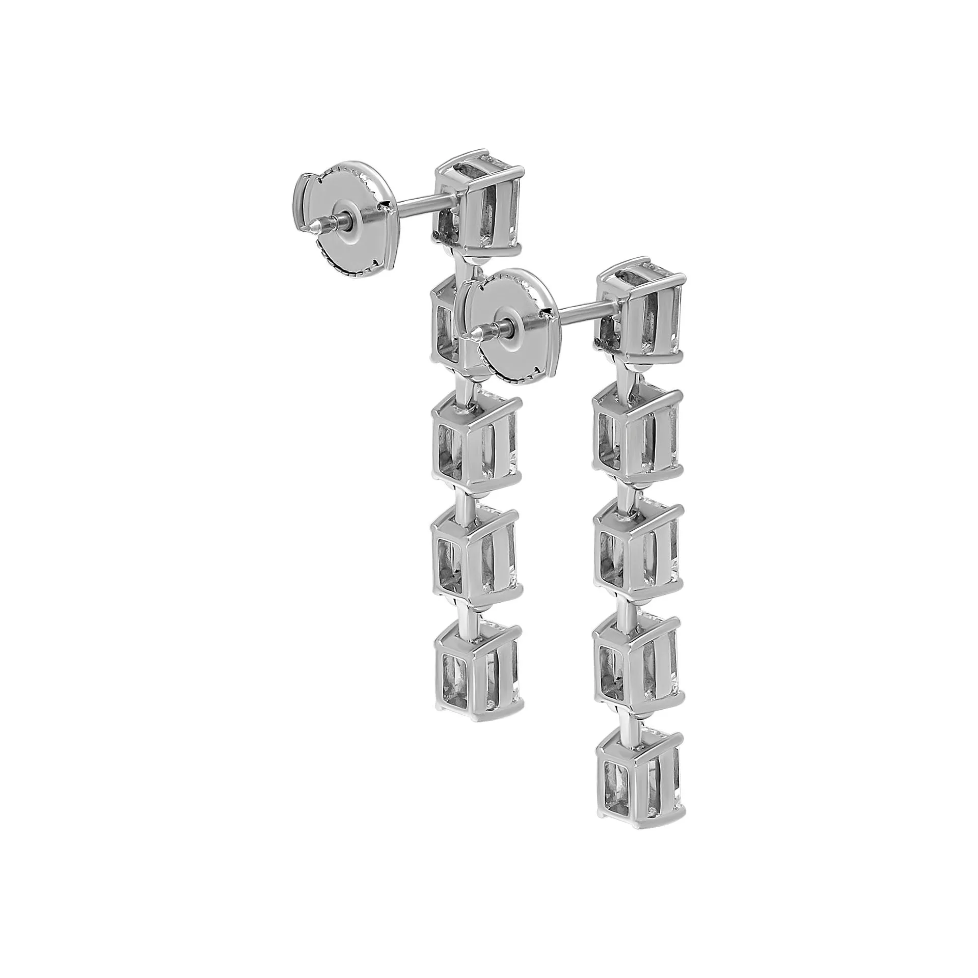 Gia Certified Linear 3.10 Ct Emerald Cut Earrings in Platinum