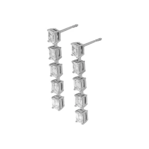 Gia Certified Linear 3.10 Ct Emerald Cut Earrings in Platinum