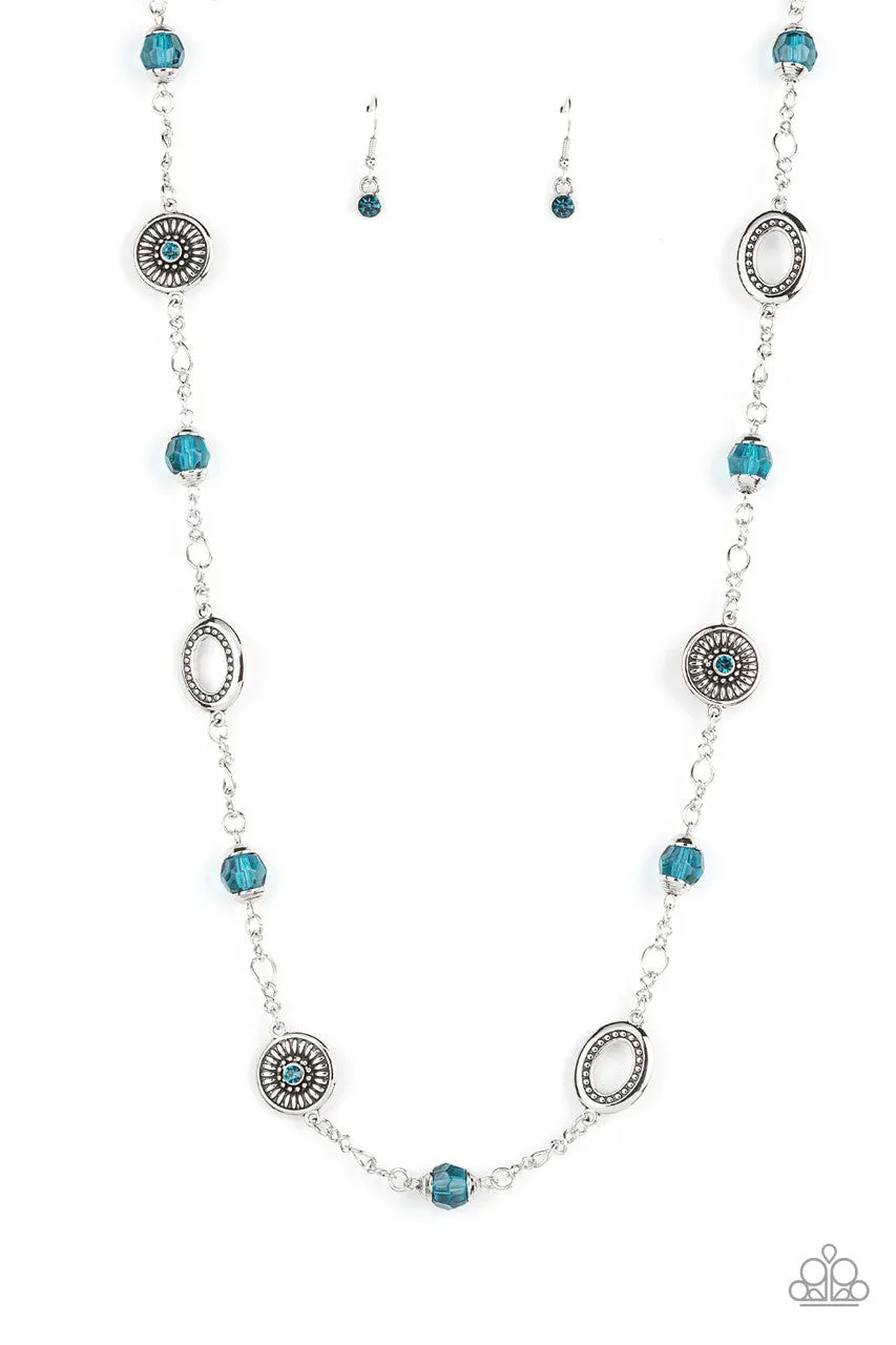 Glammed Up Goals - Blue - Rhinestone Beaded Paparazzi Necklace
