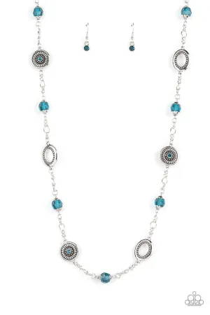 Glammed Up Goals - Blue - Rhinestone Beaded Paparazzi Necklace