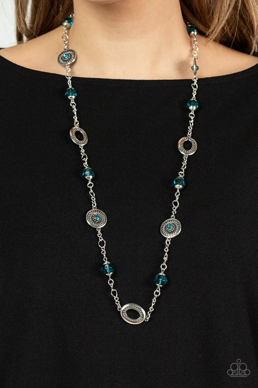 Glammed Up Goals - Blue - Rhinestone Beaded Paparazzi Necklace