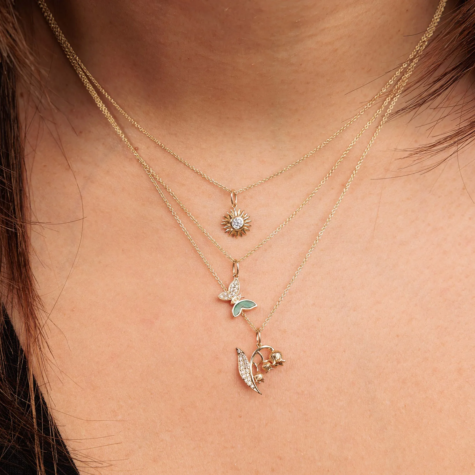 Gold & Diamond Lily Of The Valley Charm