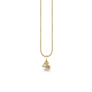 Gold & Diamond Marquise Eye Rose Charm