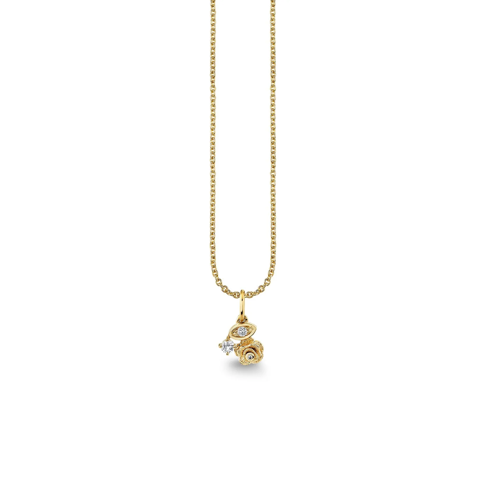Gold & Diamond Marquise Eye Rose Charm