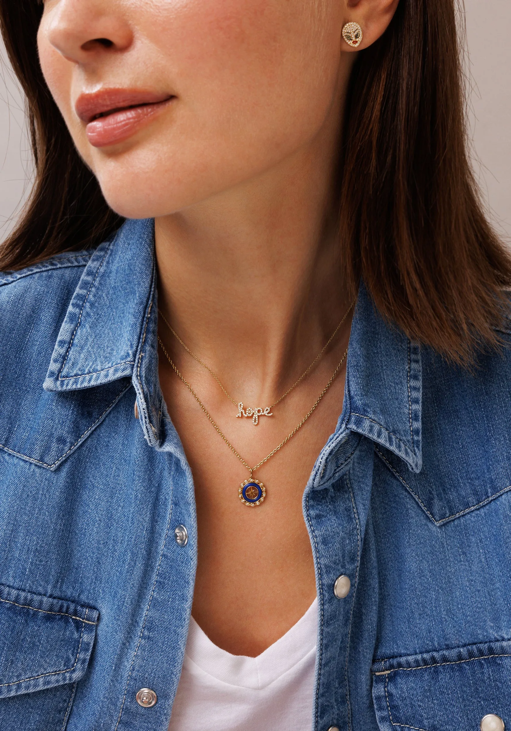 Gold & Pavé Diamond Hope Necklace