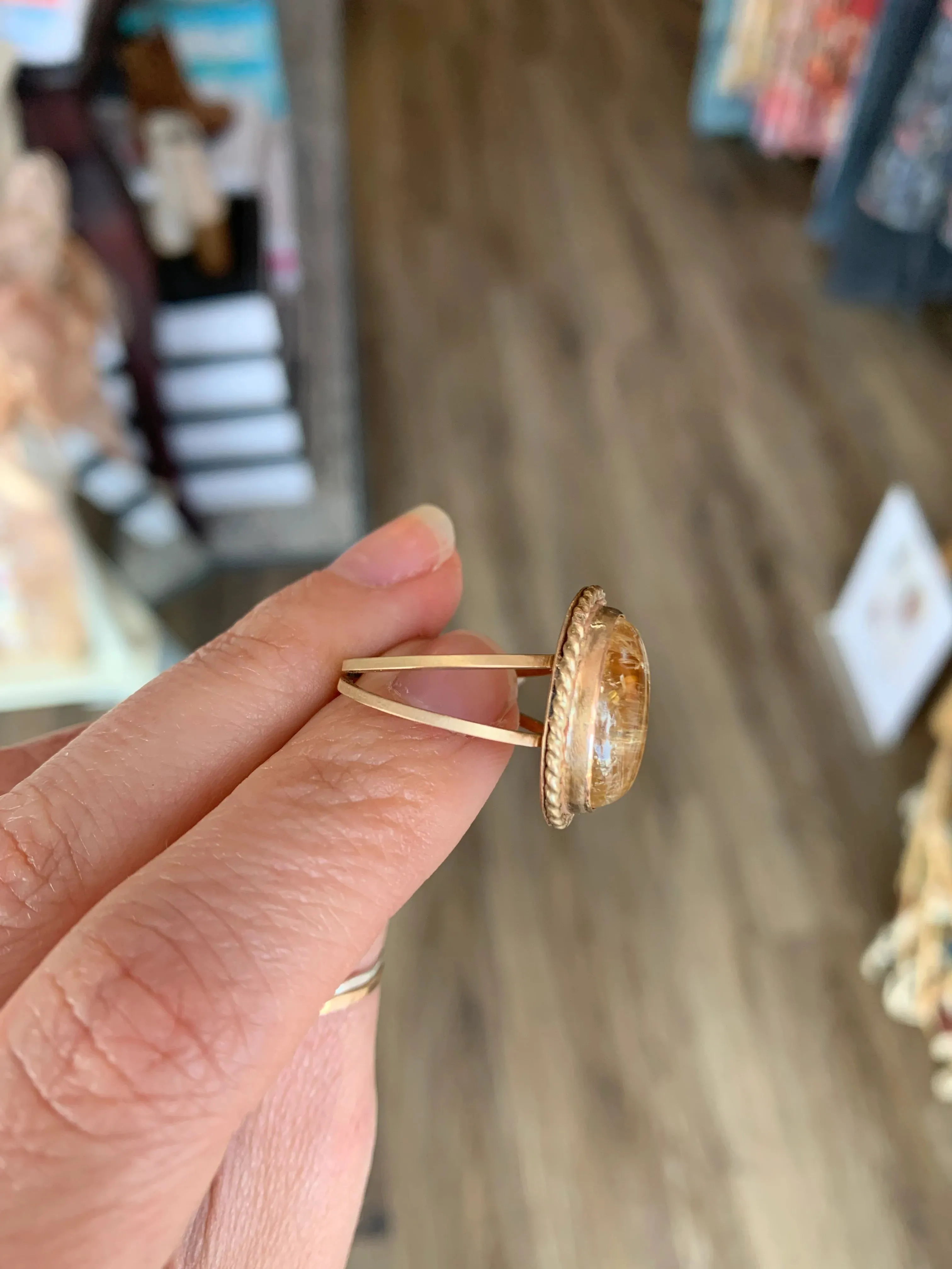 Gold and Citrine Antique Style Ring size 7.5