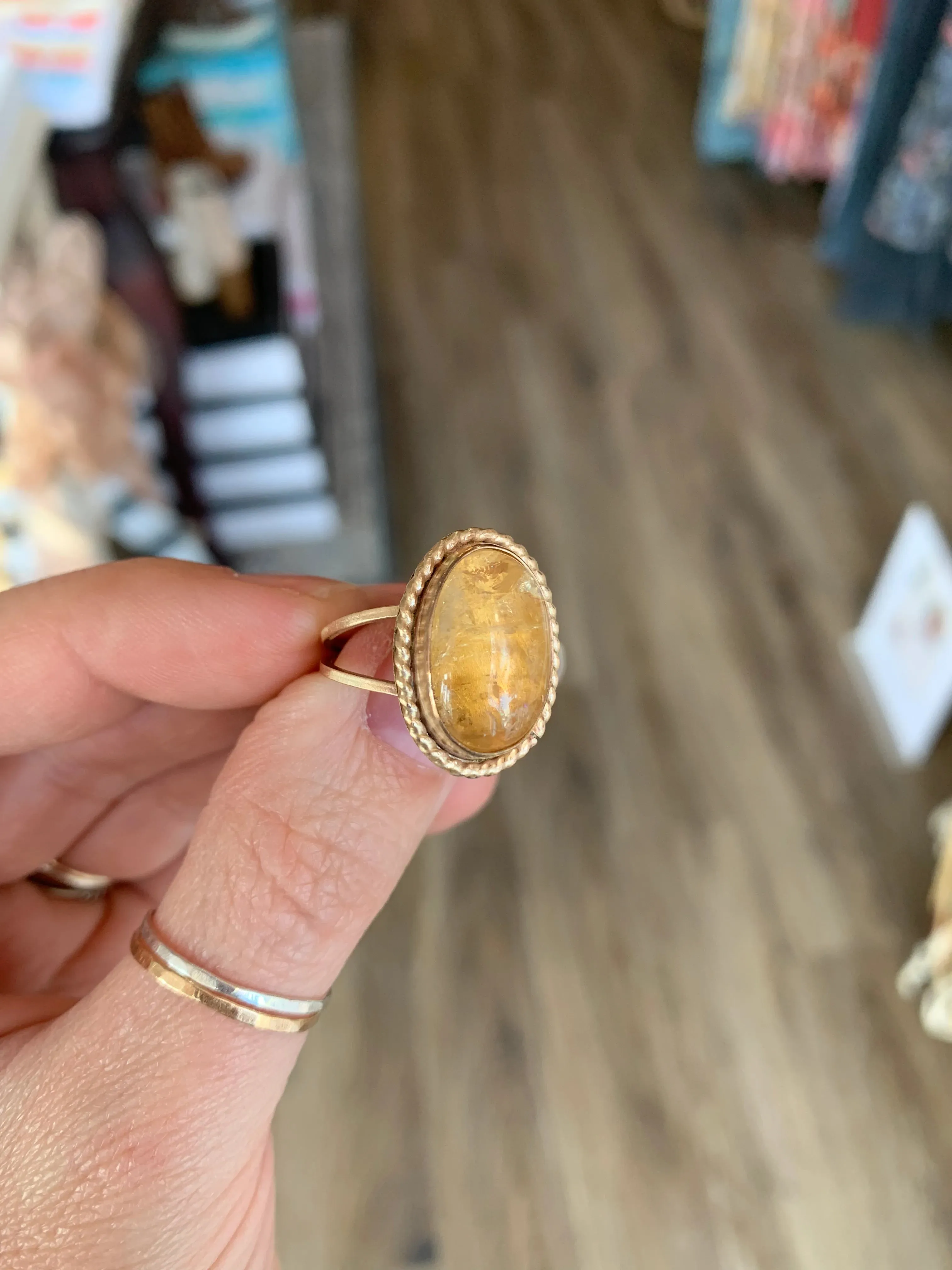 Gold and Citrine Antique Style Ring size 7.5