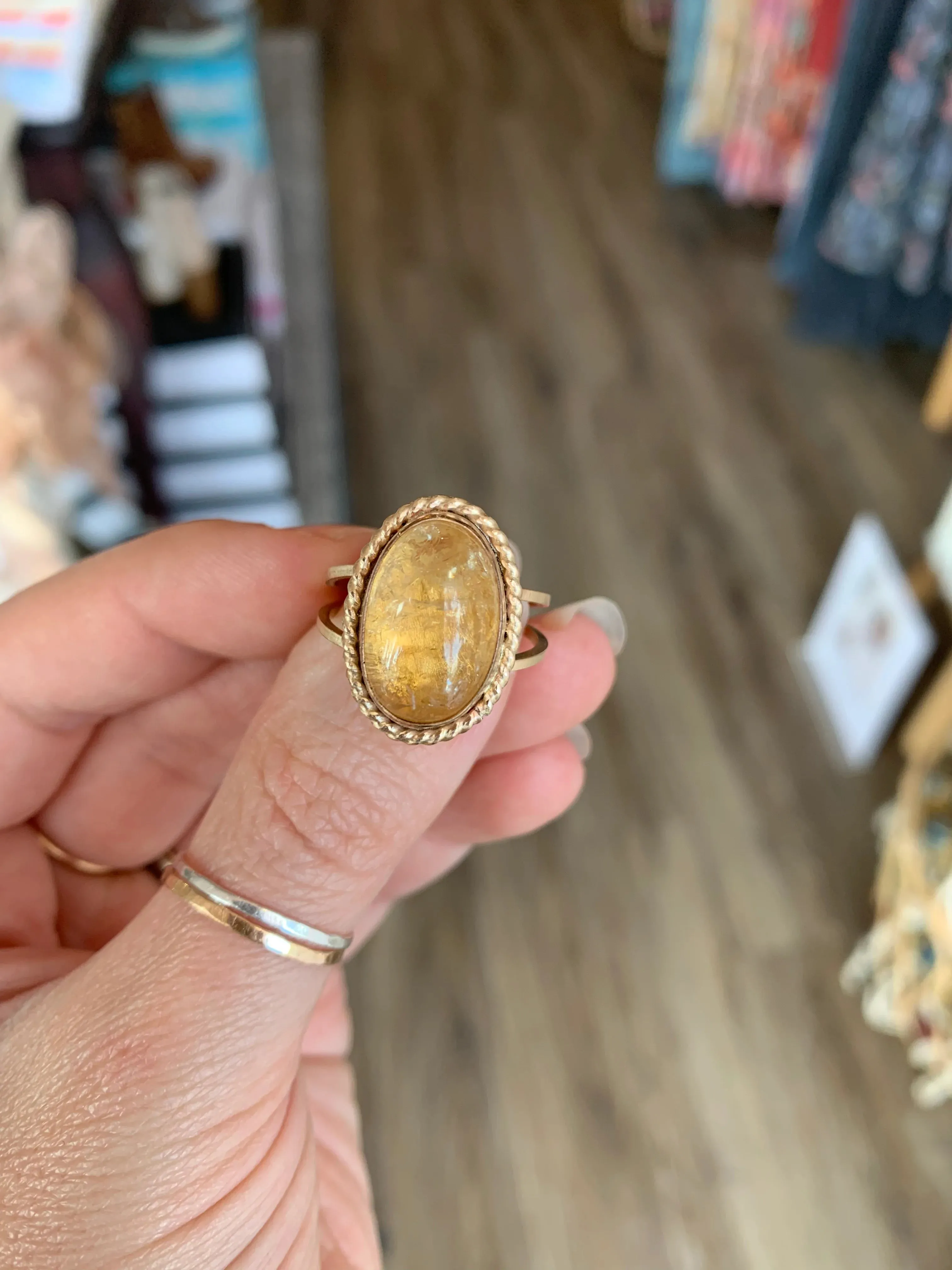 Gold and Citrine Antique Style Ring size 7.5