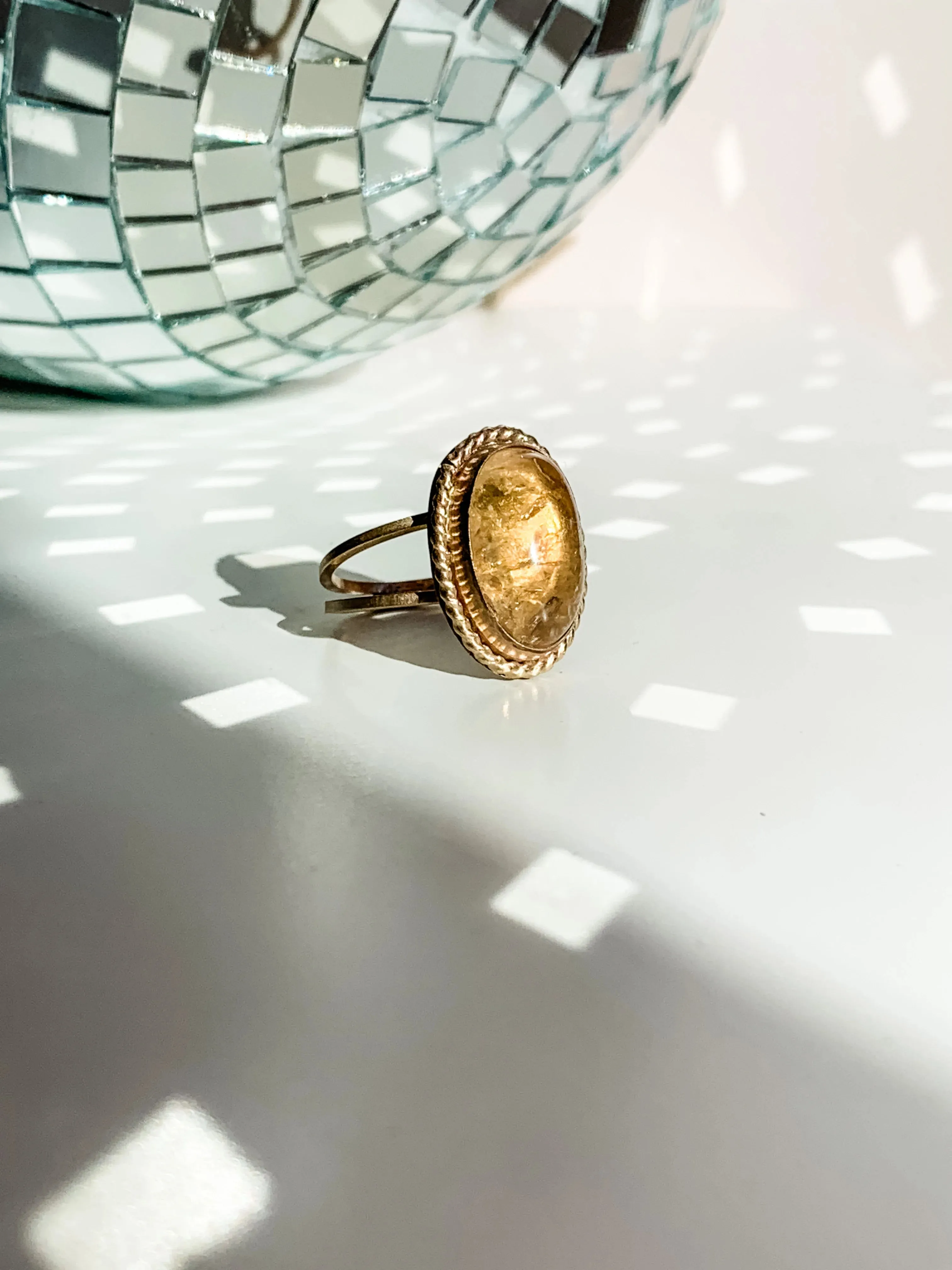 Gold and Citrine Antique Style Ring size 7.5