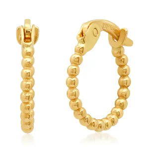 Gold Beaded Huggie Hoop Earrings
