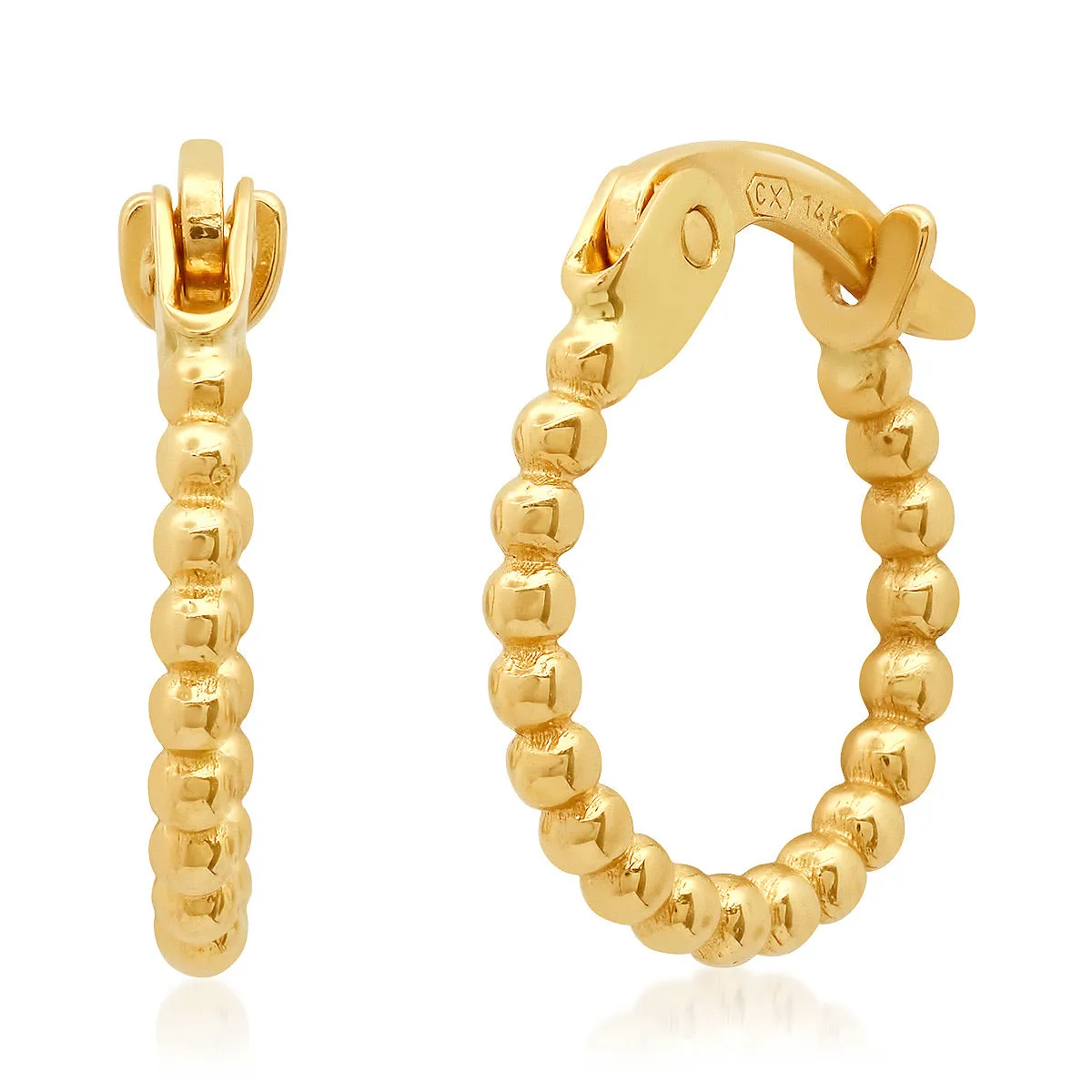 Gold Beaded Huggie Hoop Earrings