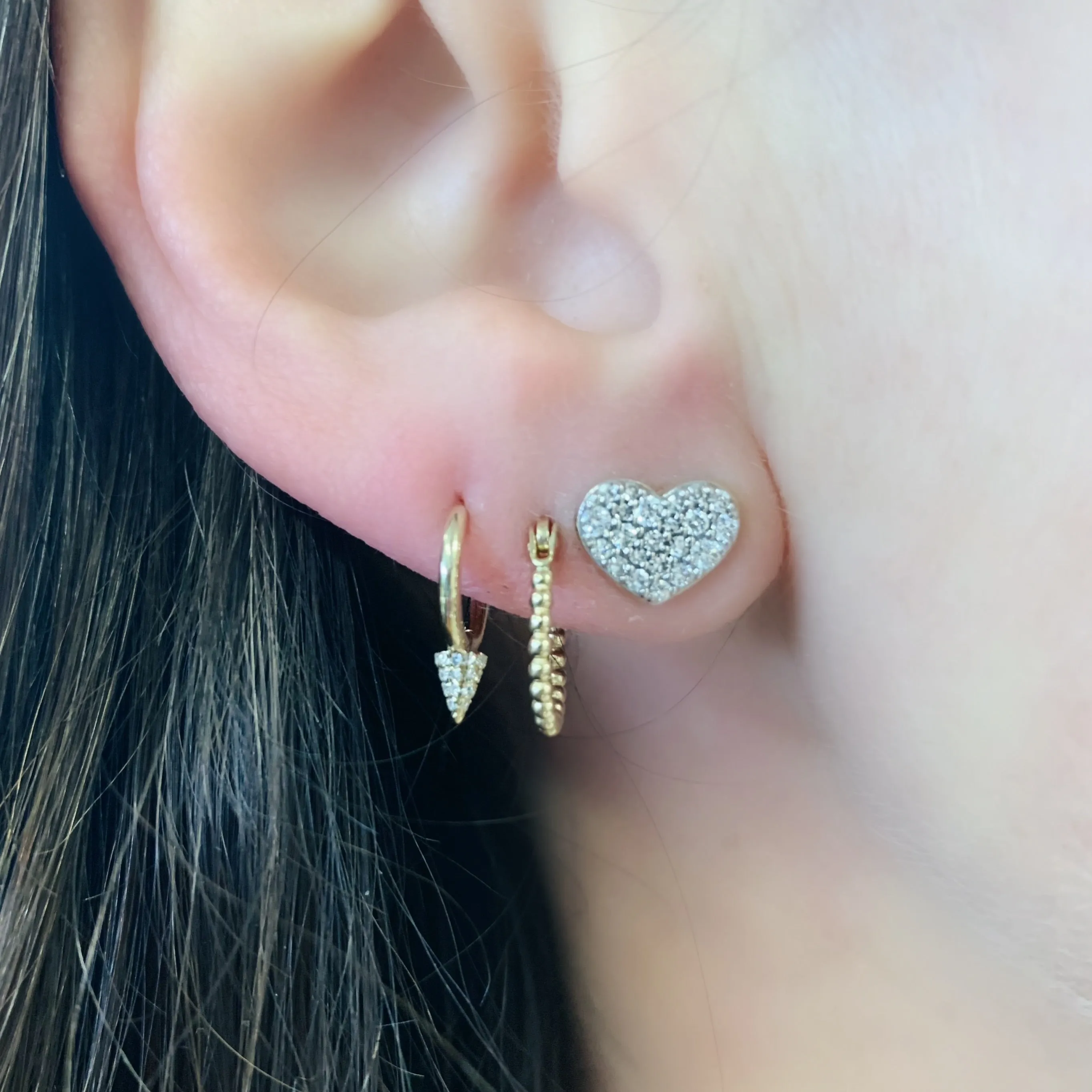 Gold Beaded Huggie Hoop Earrings