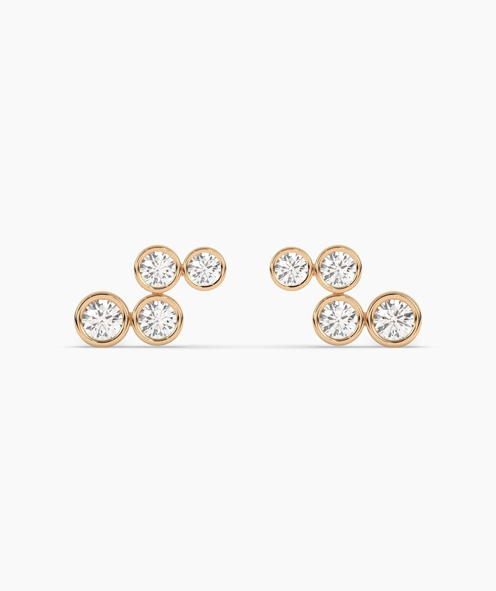 Gold Bezel Diamond Cluster Earrings