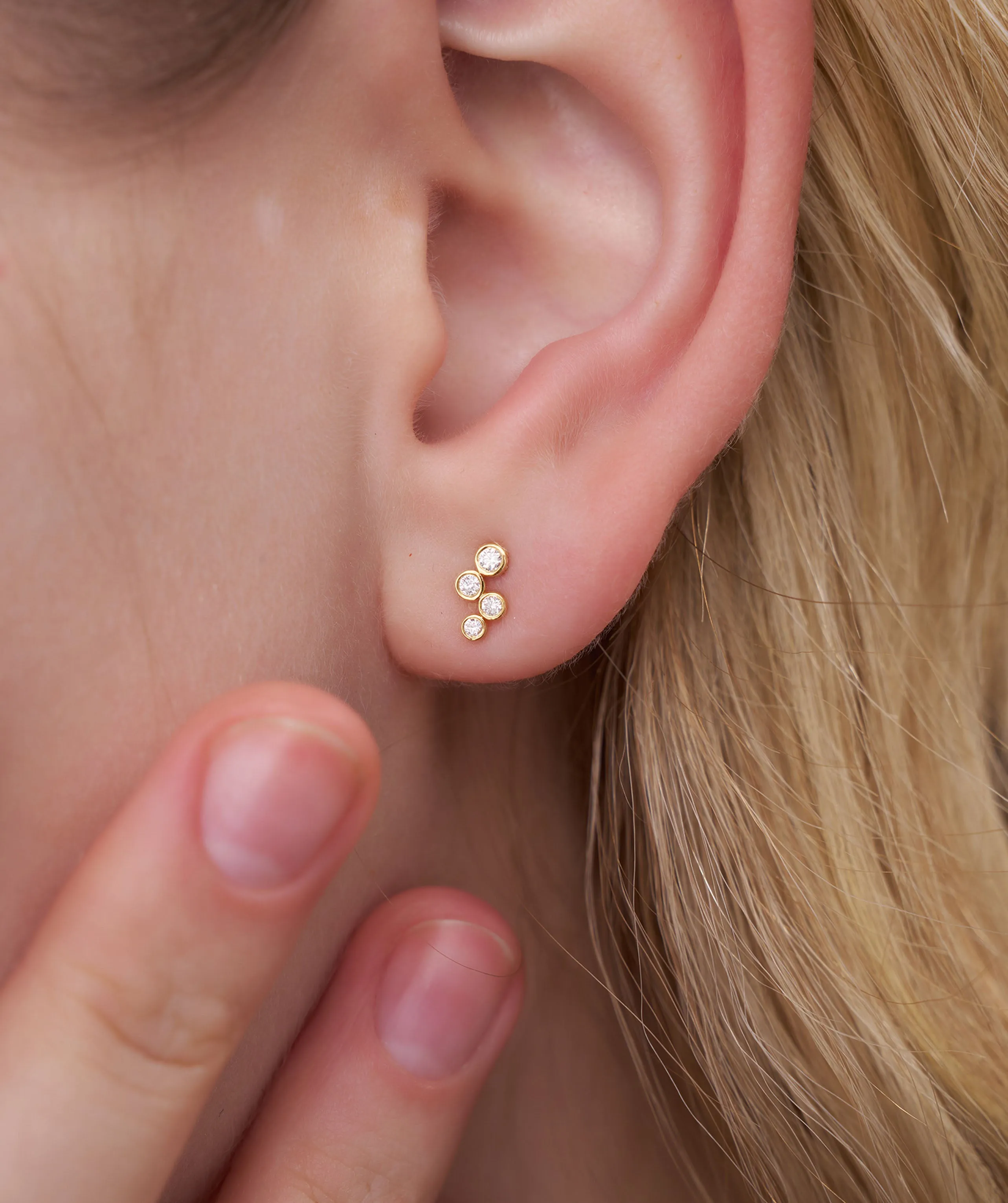 Gold Bezel Diamond Cluster Earrings