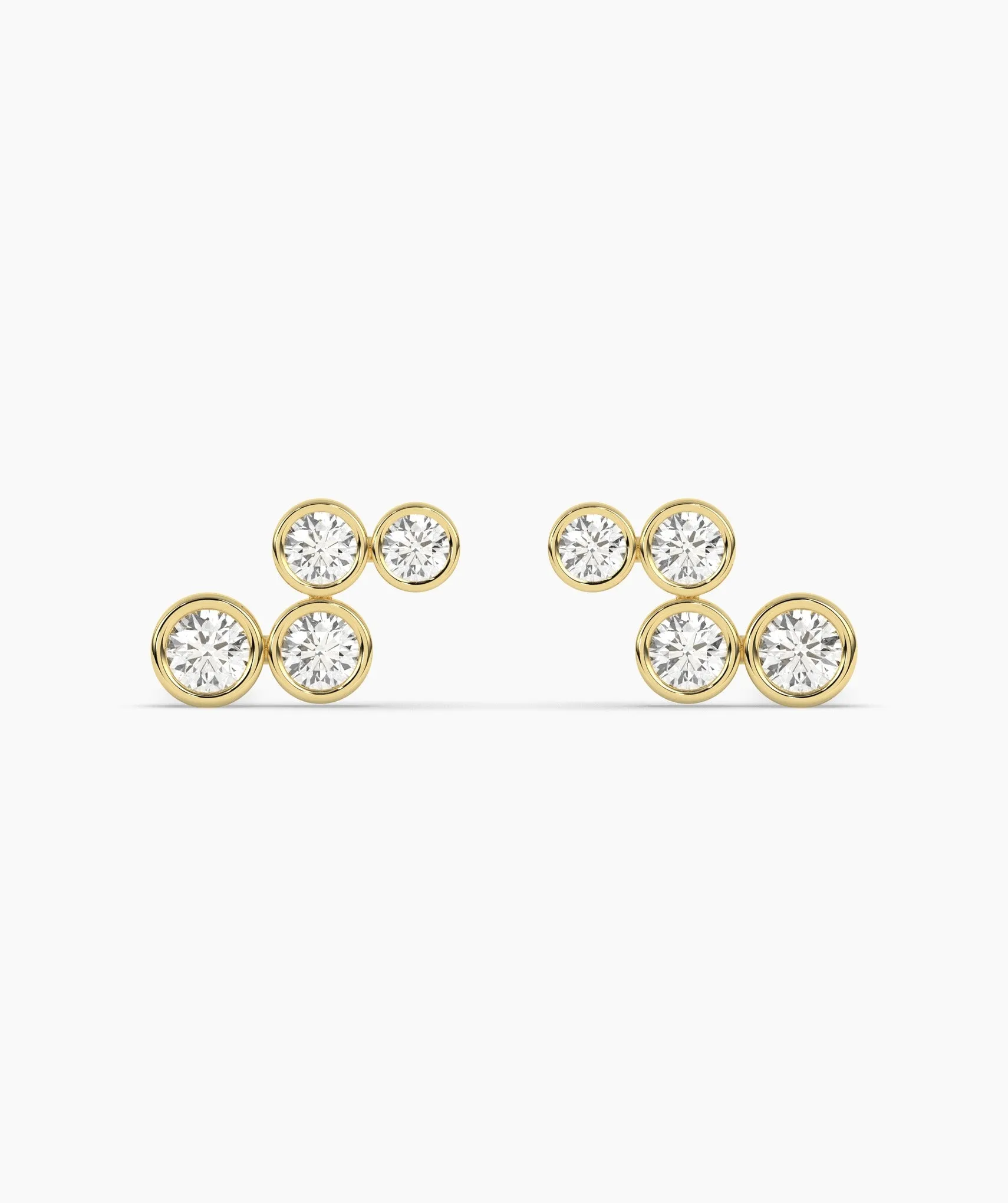 Gold Bezel Diamond Cluster Earrings