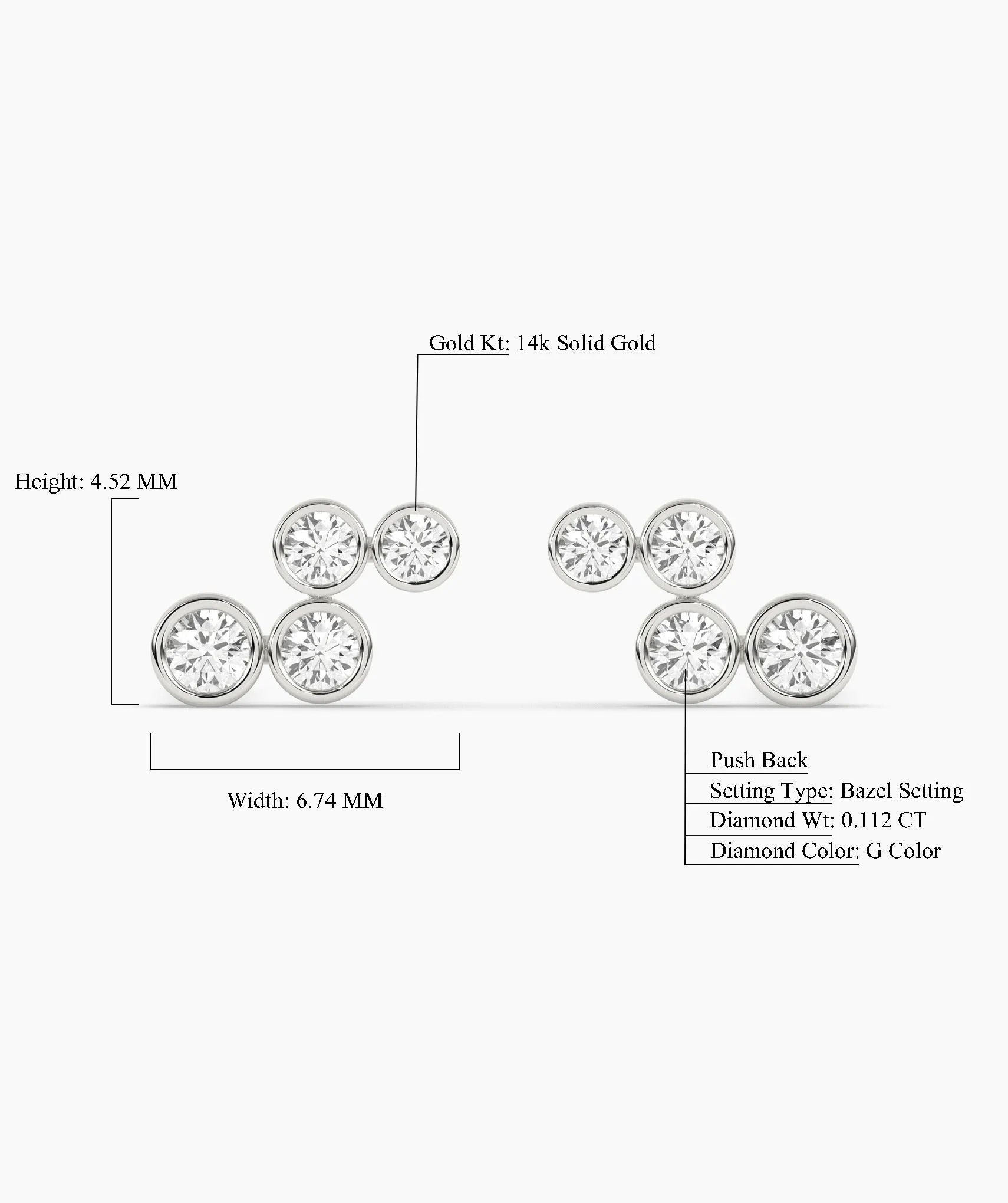 Gold Bezel Diamond Cluster Earrings