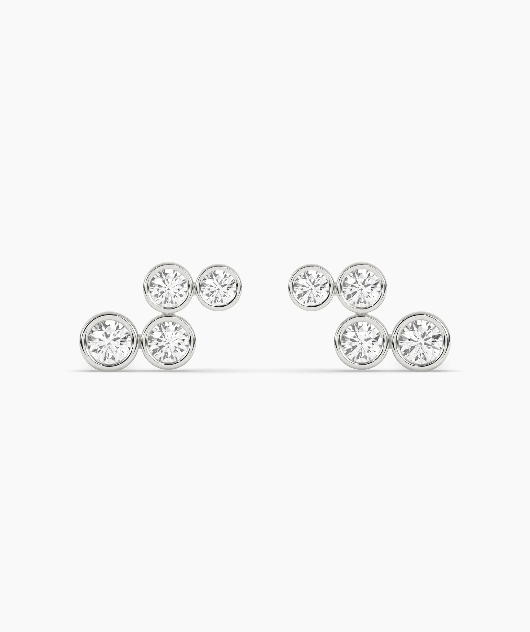 Gold Bezel Diamond Cluster Earrings